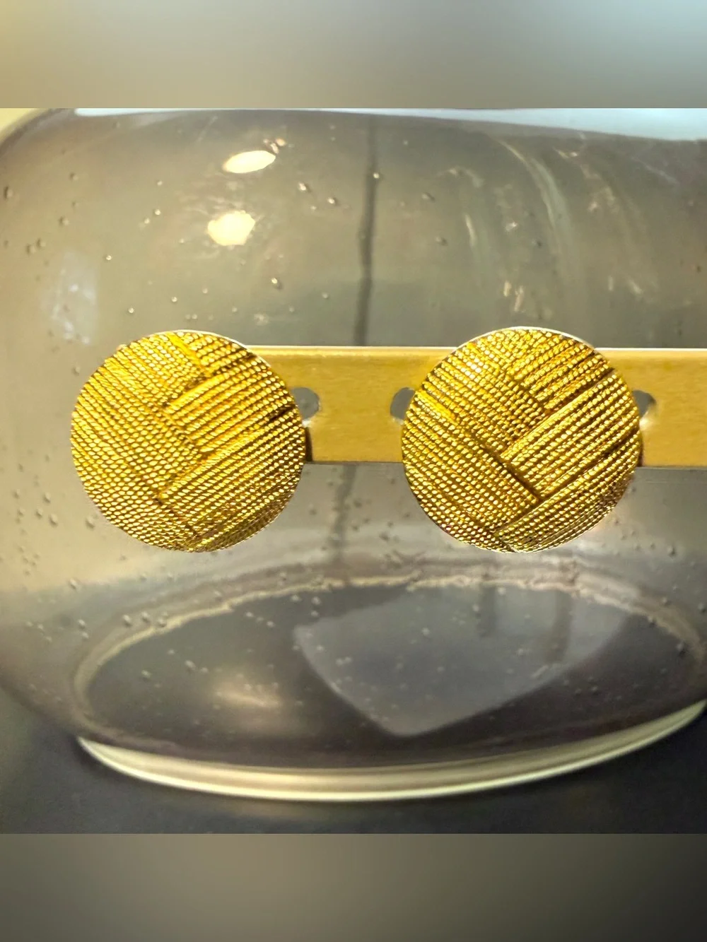 Vintage Monet Signed Gold Tone Circle Stud Earrings